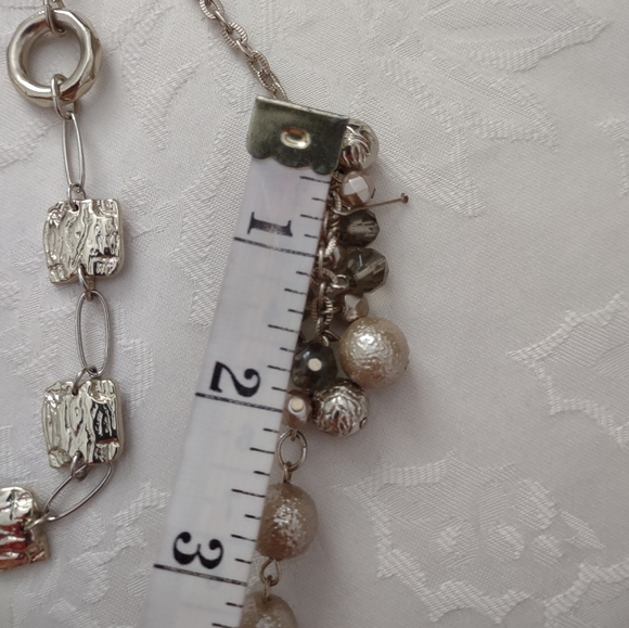 Chico's multi strand chain link two layers silver tone hammered necklace - Picture 7 of 12